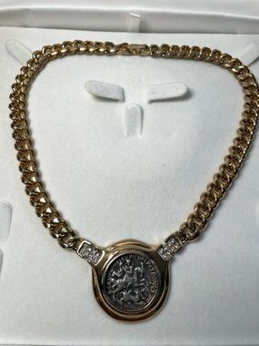 Vintage Gold-Tone Medallion Link Necklace